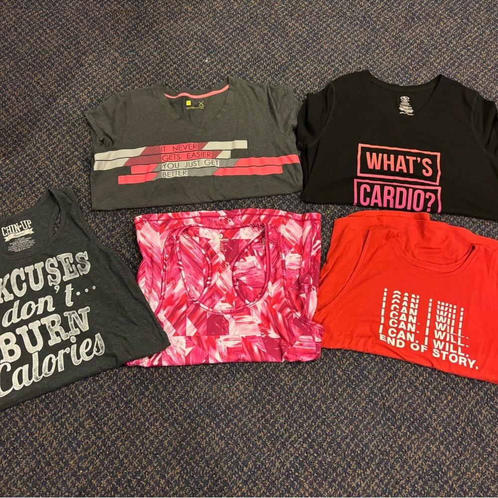 Running T-Shirt/Tank Bundle in Red, Pink, and Gray